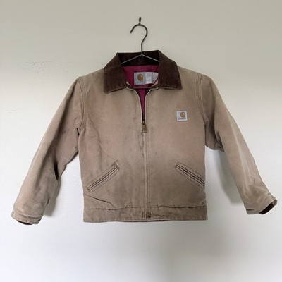 Vtg Carhartt Detroit Jacket JQ606 Youth Size 10 Red Quilt Lined