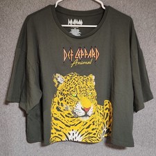 Def Leppard Animal 2XL Cropped Graphic Shirt Short Sleeve Band Tee Casual Spring