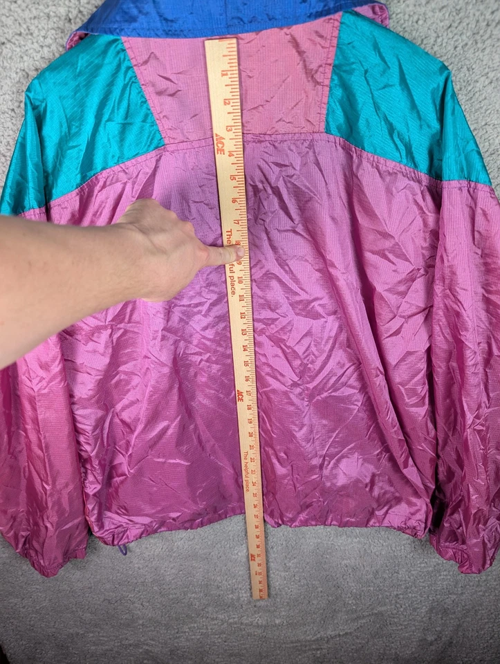 Chaqueta cortavientos Extreme vintage para hombre grande rosa verde azulado bloques de color pulóver años 90 Foto 4 de 4