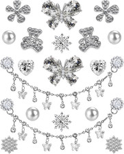 Rhinestone Bling Shoe Charms Designer Jewelry Accessories for Women Silver