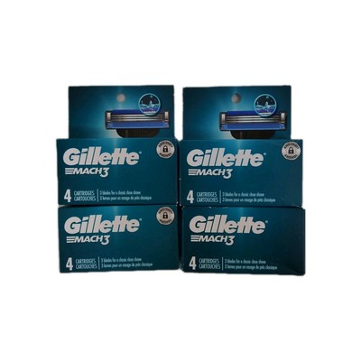 Lot Of 4 Gillette Mach3 Men's Razor Blade Refill Cartridges - 4 Count (16 Total)