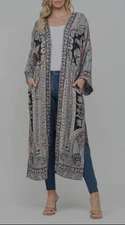 RAJ Ruth Thick Stitch Duster kimono long length Pockets size One Size New