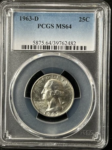 1963-D  25C Washington Quarter Dollar PCGS MS64   39762482