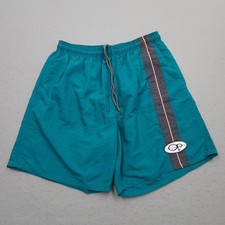 Vintage OP Ocean Pacific Shorts Men Large Green Blue Lined Nylon Swim Trunks 90s