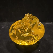 Tittot Yellow Dragon Crystal Art Glass Signed and Numbered 798/1888
