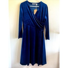 YOUGA Blue Velvet Velour Vneck Faux Wrap Top Handmade Custom Dress Measurements