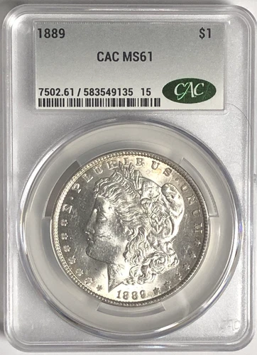 1889 MORGAN "CAC MS61" - STUNNING CRISP WHITE /DETAILS/VERY SLIGHT TONING OBV💥✅