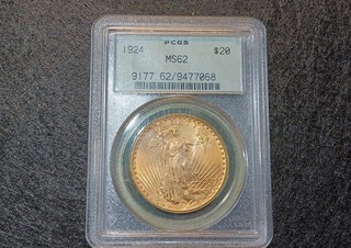 1924 $20 Saint Gaudens Double Eagle Gold Philadelphia PCGS MS62 Cert 9477068