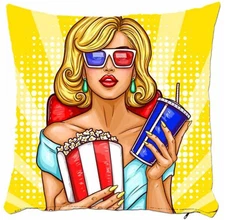 Pop Art Movie Girl Pillow Cover, Modern Decorative Cushion, Pop Art Home Decor