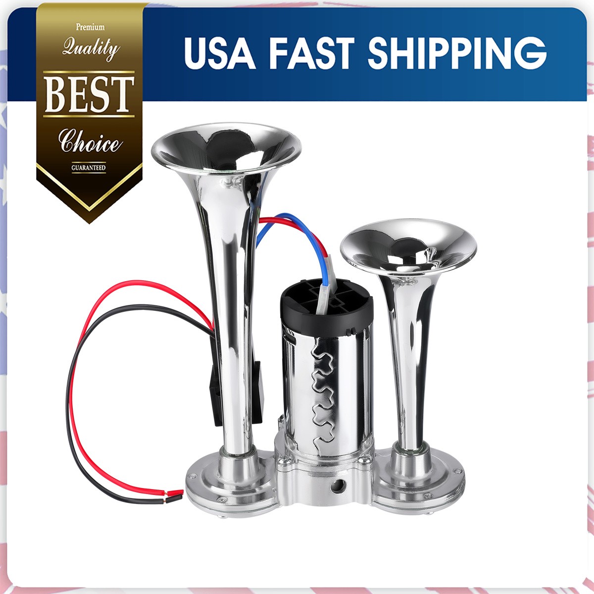 Train Electric Air Horn For Trucks Car Boats 600DB 12V Dual Trumpets Super Loud