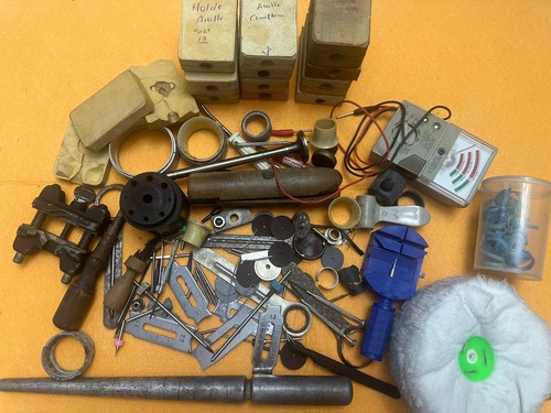 MISCELLANEOUS ASSORTED LOT OF USED VTG PARTS WATCHMAKER TOOLS SOLD AS IS