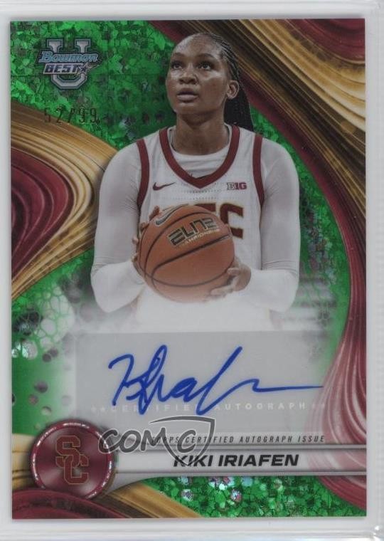 2024-25 Bowman U Best of Green Mini-Diamond Refractor /99 Kiki Iriafen Auto 1o52