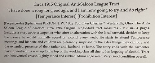 1915 Anti-Saloon League Temperance Prohibition Kirton Buy Your Own Cherries - Picture 4 of 5