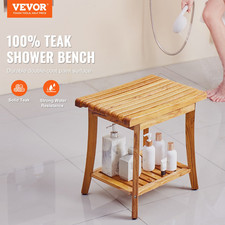 Teak Shower Bench, 20 x 14.3 x 17.9 in, for Bathroom Indoor and Outdoor Use