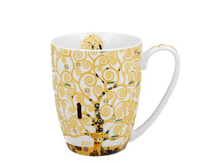 DUO ART GALLERY Klassischer Becher 360 ml TREE OF LIFE Ecru inspired by Gusta...