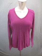 SEG'MENTS Size L Womens Purple 100% Merino Wool V-Neck Long Sleeve Top 848