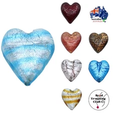 Murano Glass – Heart Bead – Flat – 35mm – Price per piece