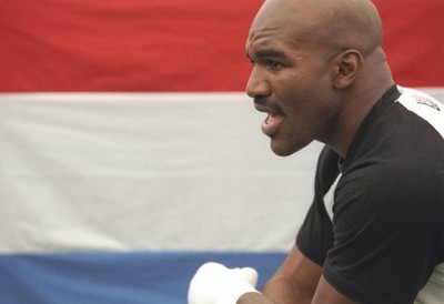 Evander Holyfield trains before his bout v Mike Tyson at the MGM G- Old Photo 4