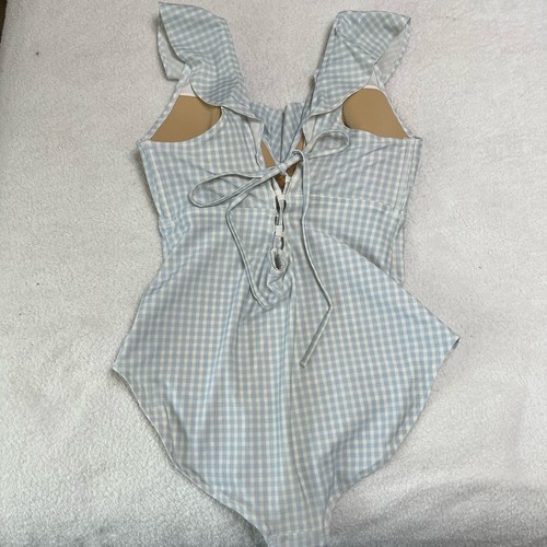 Old Navy Women’s One Piece Swimsuit Sz 1X Blue/White Check Underwire - Picture 2 of 4