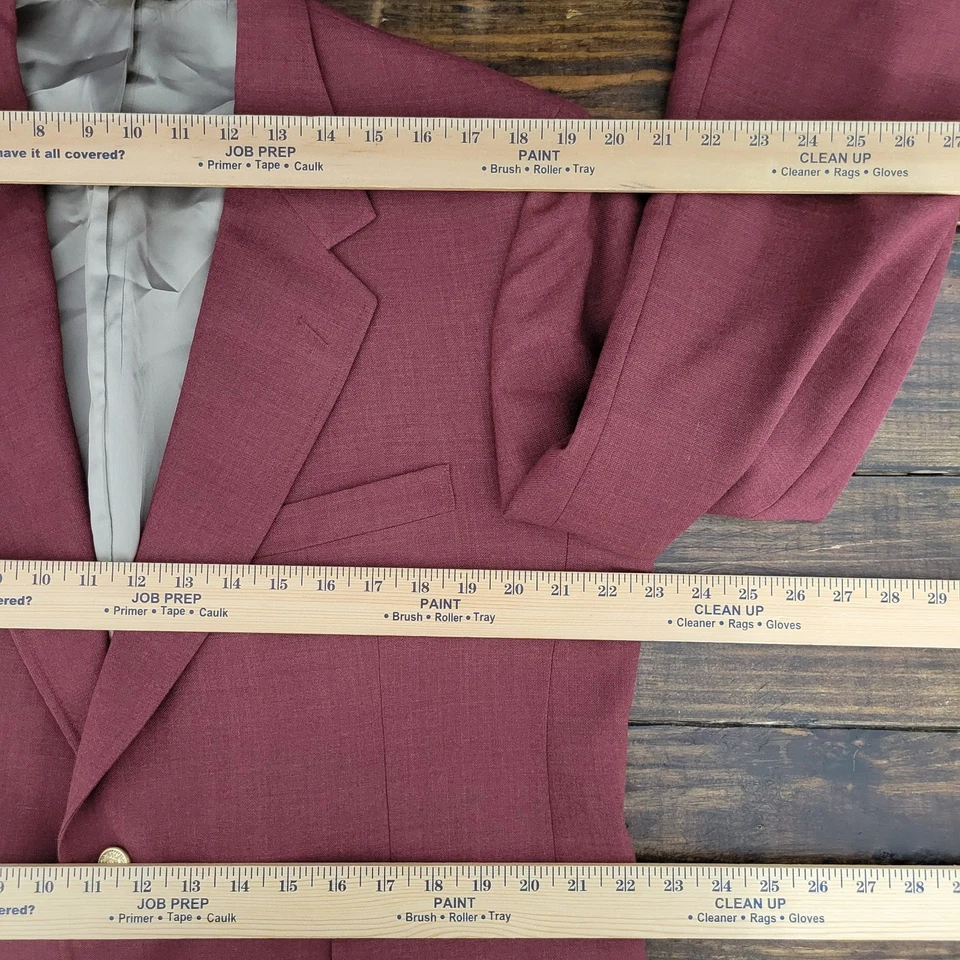 Abrigo Blazer Deportivo De Colección Lacrosse Para Hombre Dos Botones Poliéster Lana? Granate Talla 44S Foto 3 de 4