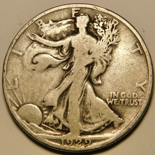 1929 D Walking Liberty Half Dollar 90% Silver VG - F   "As Pictured-Not Cleaned"