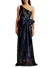 Eliza J One-Shoulder Sequin Gown Dress Sz 6 268 black 1728