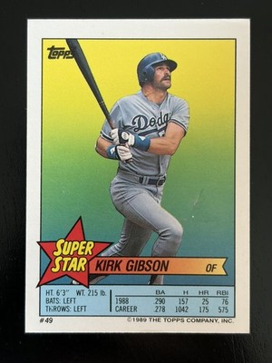 1989 Topps Stickers #49 Kirk Gibson Super Star Backs Cal Ripken Jr #150 Orioles