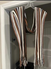 Unisex Wool Brown Orange Striped Scarf