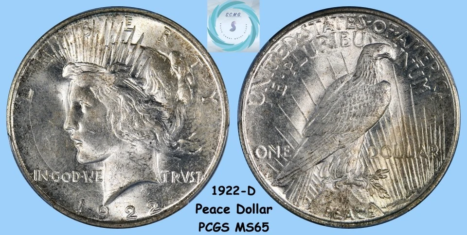 1922-D Peace Dollar PCGS MS65 - Vintage Patina with Gem Brilliance - Image 4 of 4