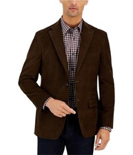 Tommy Hilfiger Mens Corduroy Two Button Blazer Jacket, Brown, 38 Regular