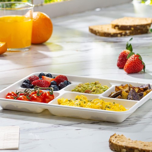 Comfy Package [125 Count 100% Compostable 5 Compartment Plates Disposable - 10 I - Picture 5 of 6