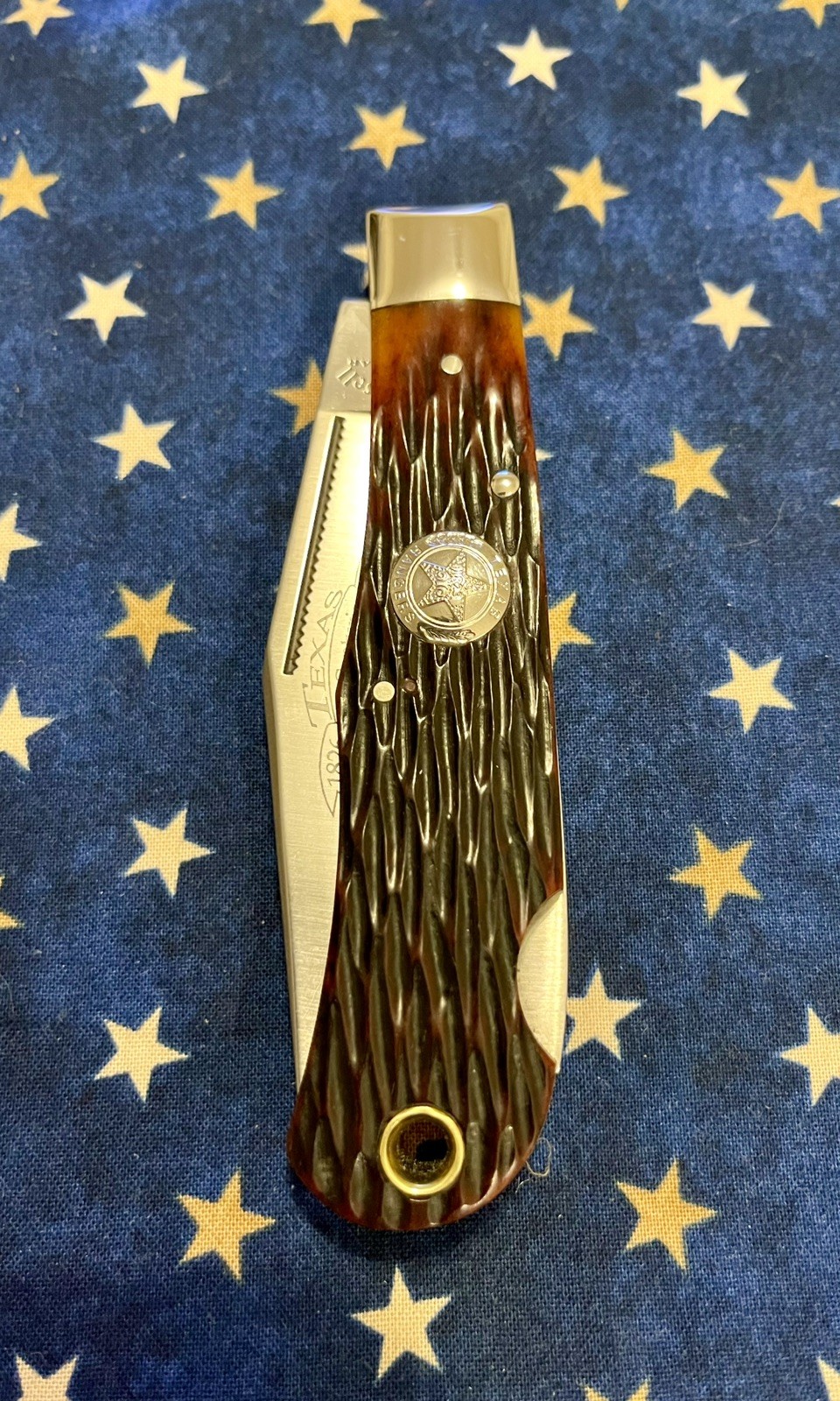 Rare A. G. Russell Texas Rangers Pocket Knife 1823- 2001 Lockback 1306