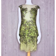Basix black label beaded / sequin green mini dress formal / evening dress s-m