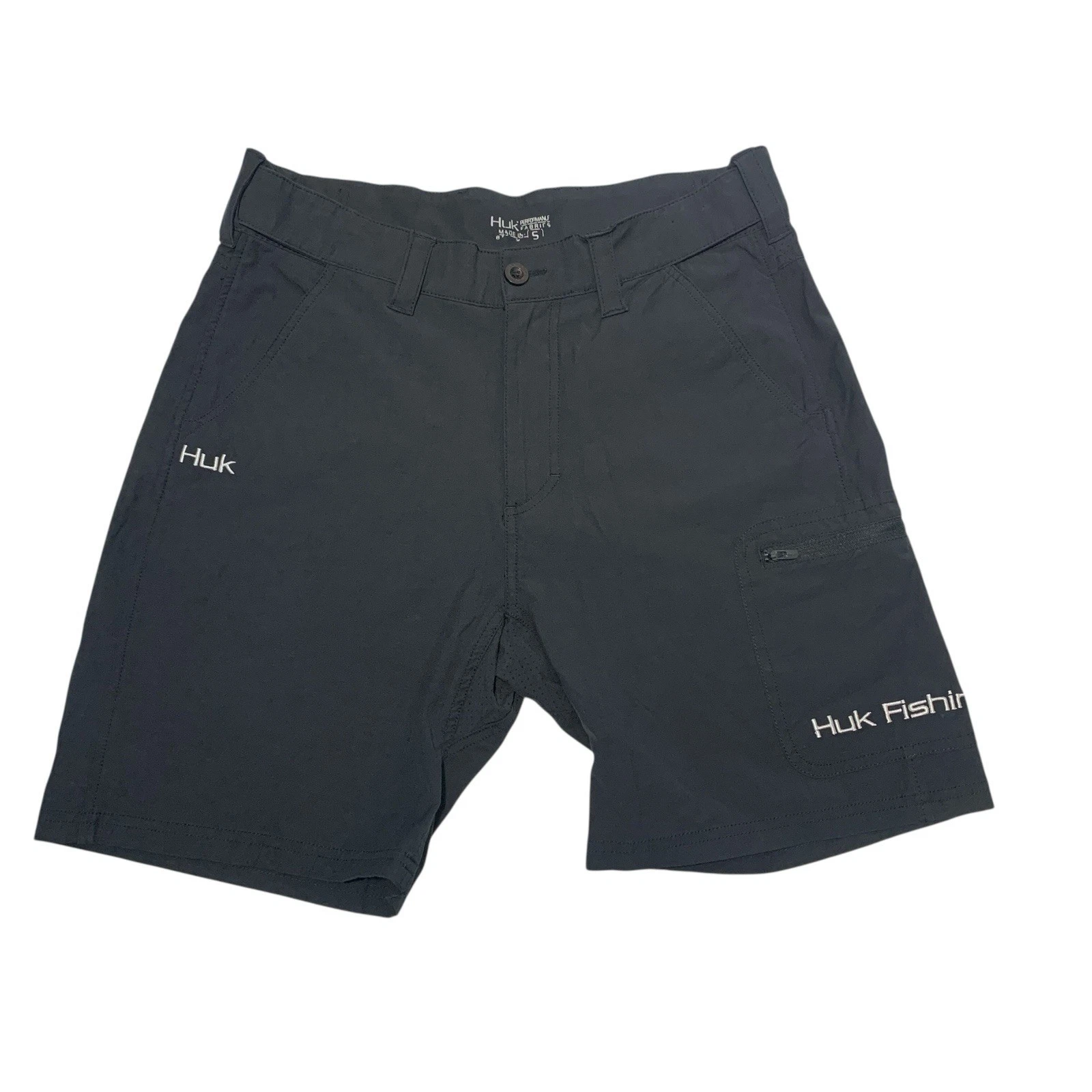Huk Shorts Next Level Fishing Performance Outdoor Hiking Stretch Gray Mens Small