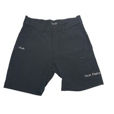Huk Shorts Next Level Fishing Performance Outdoor Hiking Stretch Gray Mens Small