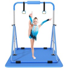 Gymnastics Bar with Mat for Kids 3-9, Foldable Adjustable 35"-51", Supports...
