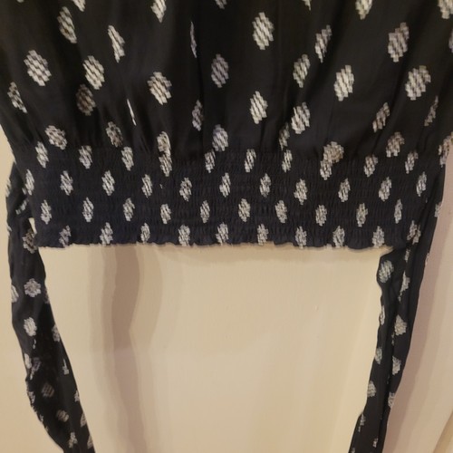 Blusa sin mangas Anthropologie con sobrepelliz cintura corbata-negro/blanco-talla XS-NUEVA CON ETIQUETAS - Imagen 19 de 21
