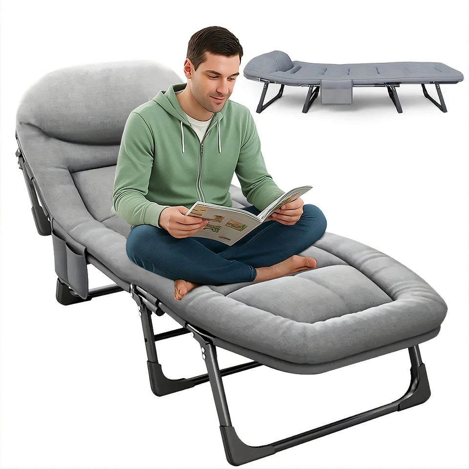 Cuna de camping plegable de alta resistencia - Capacidad 550 lb, 6 posiciones ajustables compacta Foto 2 de 4