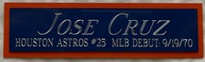 JOSE CRUZ ASTROS NAMEPLATE FOR AUTOGRAPHED Signed BASEBALL-JERSEY-PHOTO-BAT-CAP
