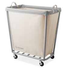 Commercial Heavy Duty Large Rolling Canvas Bin Laundry Hamper on Wheels, White