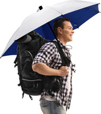 46 Inch Large Hiking Umbrella Ultralight UV Silver Reflective Full-Size Trekking