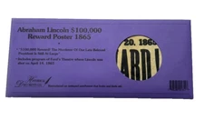 Abraham Lincoln $100,000 Reward Poster 1865 on Antiqued Parchment Paper