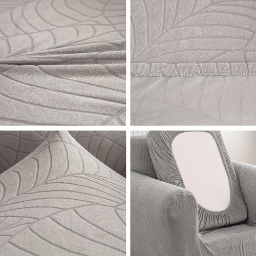 Waterproof leaf pattern jacquard stretch armchair cover with cushion cover - Picture 8 of 20