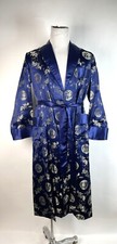NEW VTG 80s Solz Squirrel Blue Satin Dragon Lounging Robe Smoking Jacket Size 42