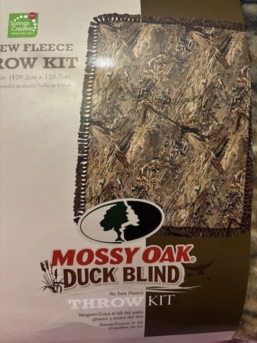 Mossy Oak Duck Blind Camo No-Sew Fleece Throw Blanket Kit Springs Creative NEW - 第 2/3 張圖片
