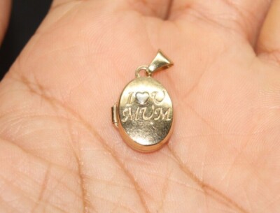 100% Genuine 9k Solid Yellow Gold ILU MUM Photo Pendant or Charm