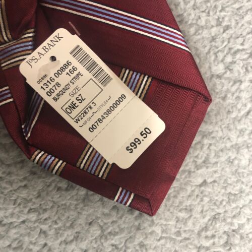 Jos. A. Bank Signature Collection 59" Necktie Silk Red Multicolor Striped NWT - Picture 4 of 6