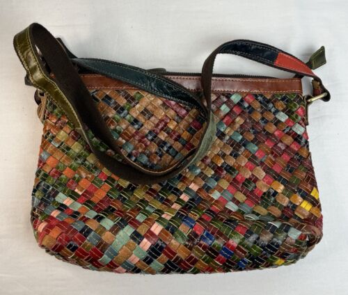 NUOVA borsa a tracolla Ameri in pelle intrecciata hobo arcobaleno colorata grande - Foto 20 di 21