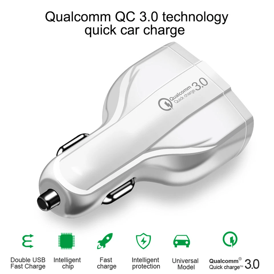 3 Port USB & Tpye C Fast Car Charger 3.1A USB Quick Charger QC3.0 Lighter Socket - image 3 of 4
