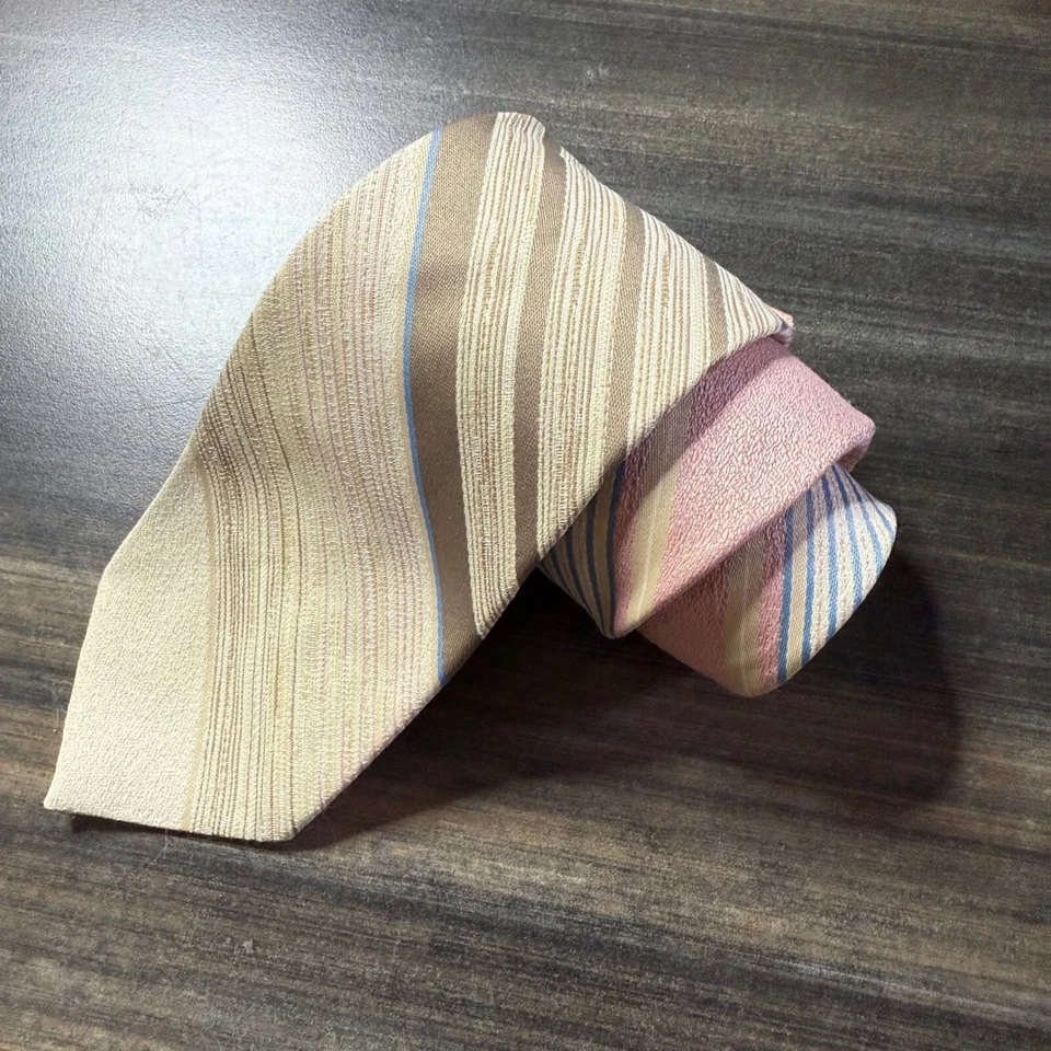 Коричневый розовый галстук в полоску Wembley классический бизнес повседневный карьера интервью - Изображение 2 из 4